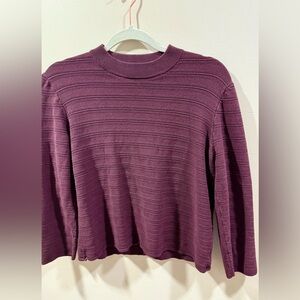 THEORY | Mock Neck Sweater | Large | Maroon / Burgundy | Cropped | Ribbed